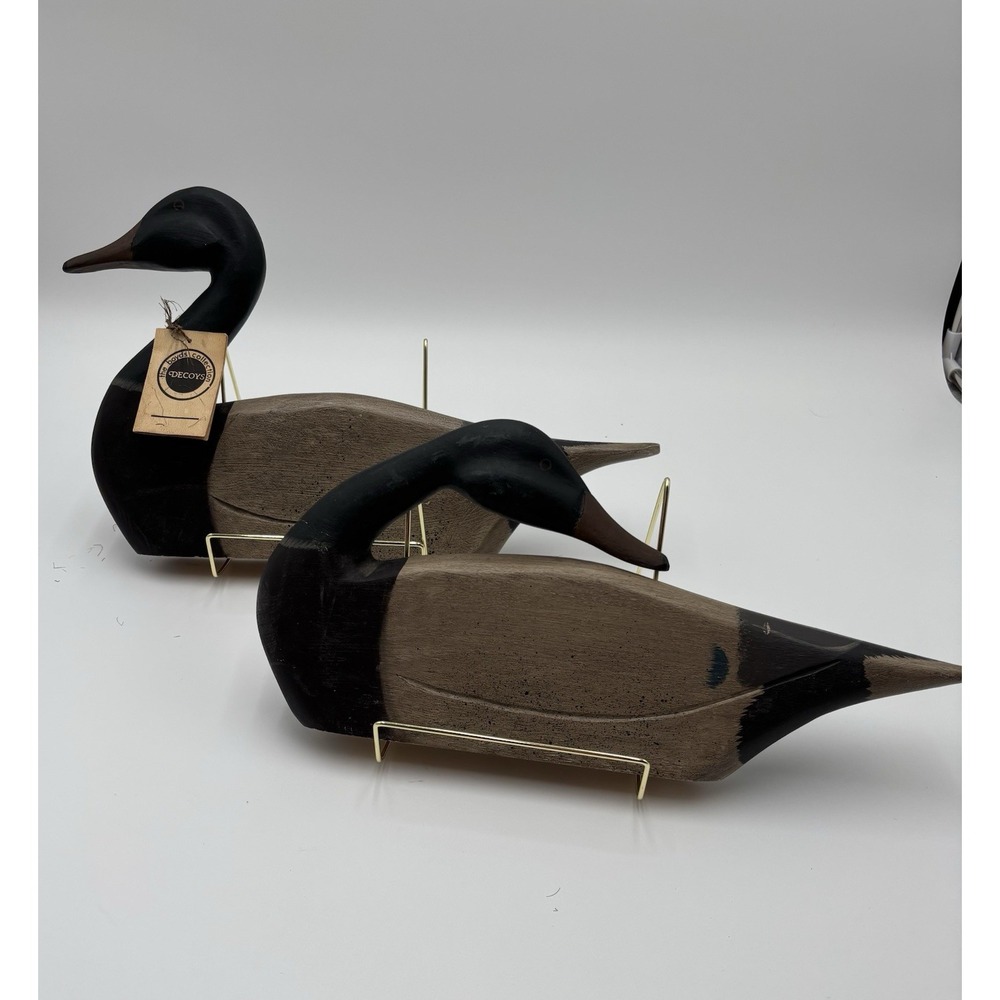 Pair Hand Carved Wood Ducks Boyds Collection‎ J. Dudley Signed W Tag